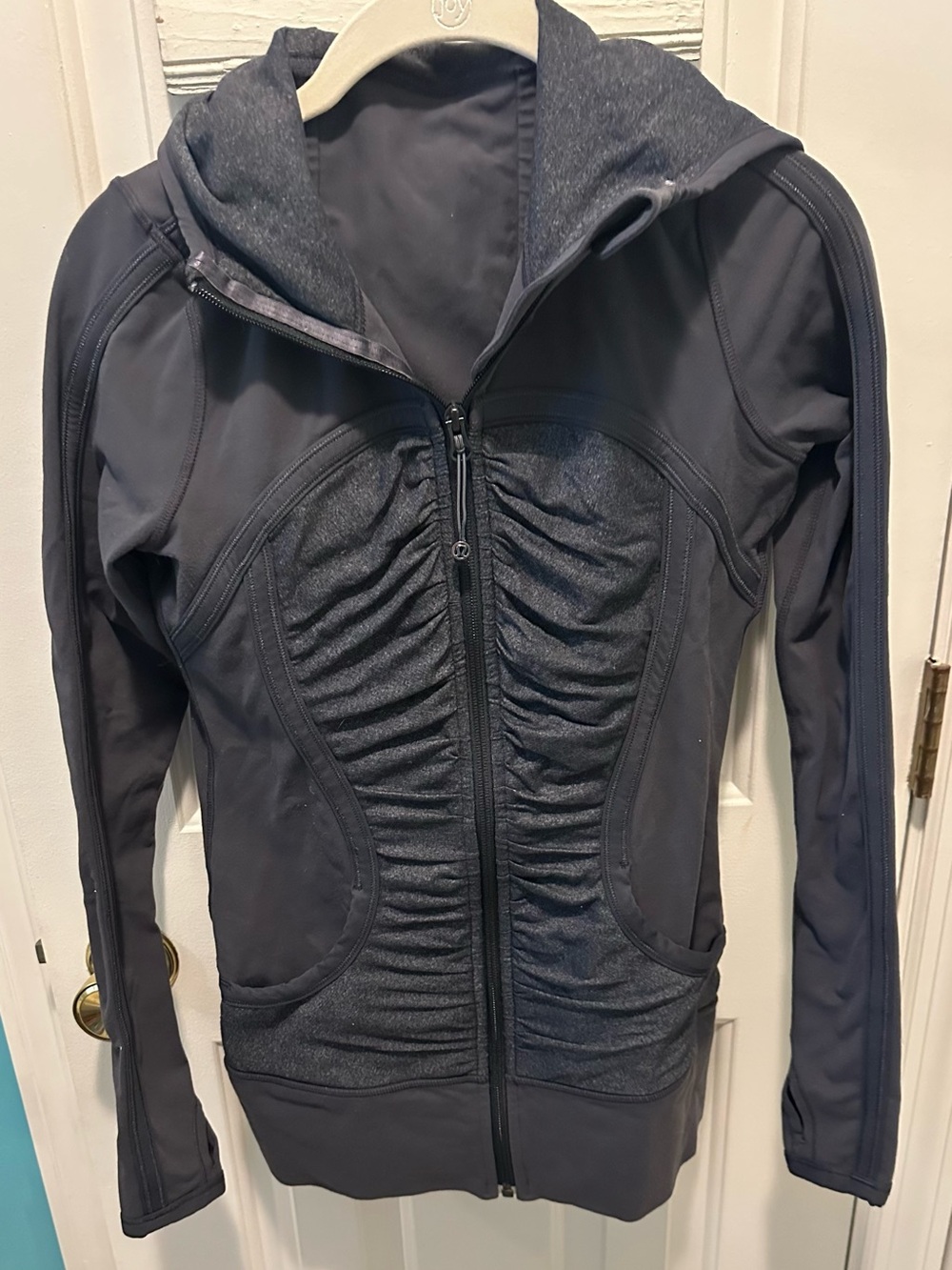 lululemon athletica Charcoal Ruched Zip-Up Bomber Hoodie
